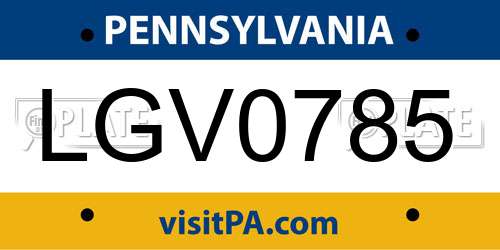 LGV0785 Pennsylvania License Plate