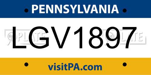 LGV1897 Pennsylvania License Plate