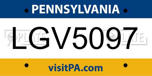 LGV5097 Pennsylvania License Plate