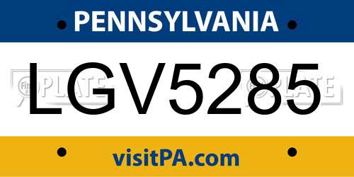 LGV5285 Pennsylvania License Plate