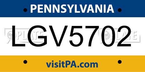 LGV5702 Pennsylvania License Plate