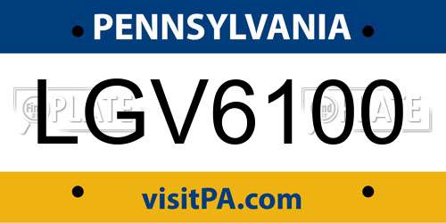LGV6100 Pennsylvania License Plate
