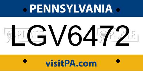 LGV6472 Pennsylvania License Plate