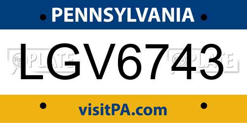LGV6743 Pennsylvania License Plate