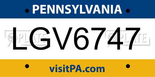 LGV6747 Pennsylvania License Plate