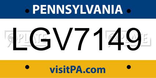 LGV7149 Pennsylvania License Plate