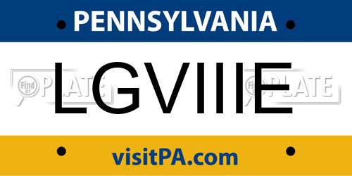 LGVIIIE Pennsylvania License Plate