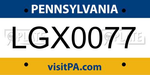 LGX0077 Pennsylvania License Plate