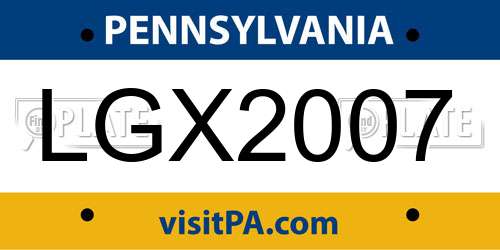 LGX2007 Pennsylvania License Plate