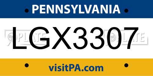 LGX3307 Pennsylvania License Plate