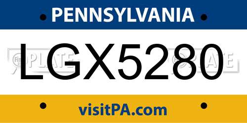 LGX5280 Pennsylvania License Plate