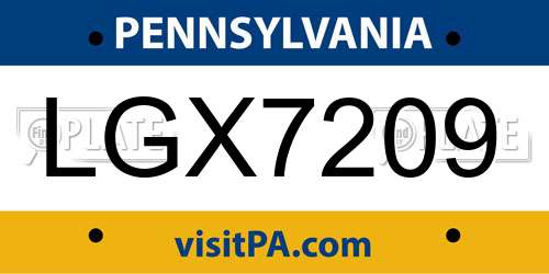 LGX7209 Pennsylvania License Plate