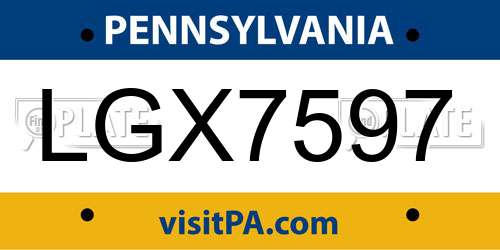 LGX7597 Pennsylvania License Plate