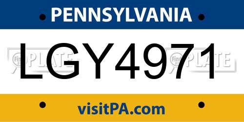 LGY4971 Pennsylvania License Plate