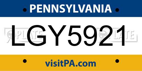 LGY5921 Pennsylvania License Plate