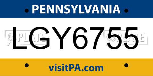 LGY6755 Pennsylvania License Plate