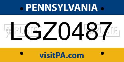 LGZ0487 Pennsylvania License Plate