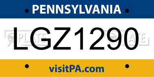 LGZ1290 Pennsylvania License Plate