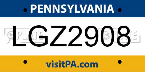 LGZ2908 Pennsylvania License Plate