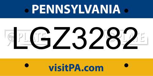 LGZ3282 Pennsylvania License Plate