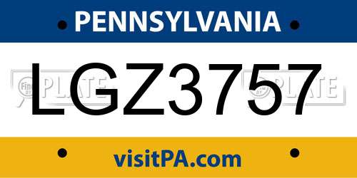 LGZ3757 Pennsylvania License Plate