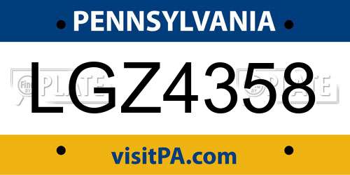 LGZ4358 Pennsylvania License Plate