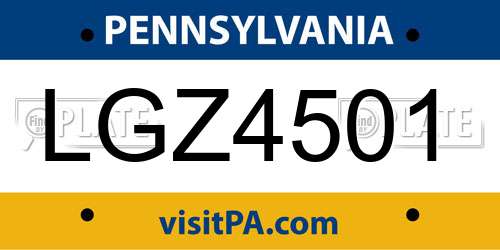 LGZ4501 Pennsylvania License Plate