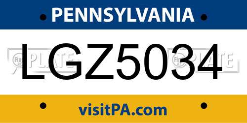 LGZ5034 Pennsylvania License Plate