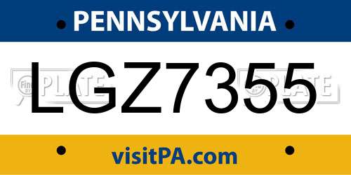 LGZ7355 Pennsylvania License Plate