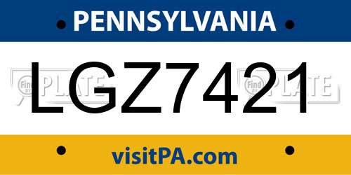 LGZ7421 Pennsylvania License Plate
