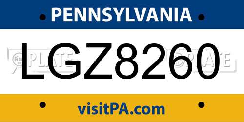 LGZ8260 Pennsylvania License Plate