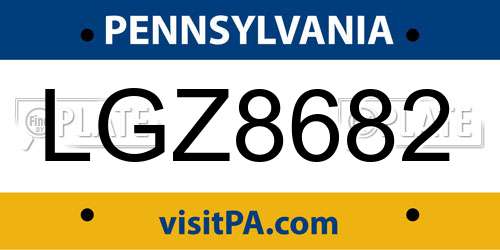 LGZ8682 Pennsylvania License Plate
