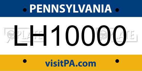 LH10000 Pennsylvania License Plate
