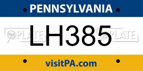 LH385 Pennsylvania License Plate
