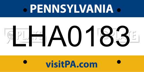 LHA0183 Pennsylvania License Plate