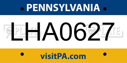 LHA0627 Pennsylvania License Plate