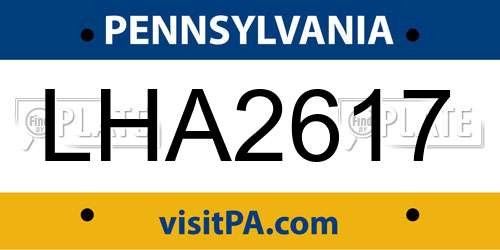 LHA2617 Pennsylvania License Plate