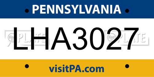 LHA3027 Pennsylvania License Plate