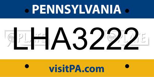 LHA3222 Pennsylvania License Plate