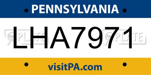 LHA7971 Pennsylvania License Plate