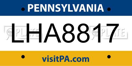 LHA8817 Pennsylvania License Plate