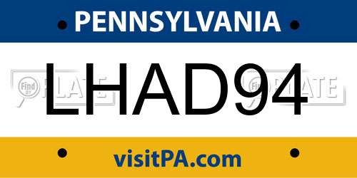 LHAD94 Pennsylvania License Plate