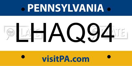 LHAQ94 Pennsylvania License Plate