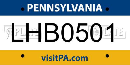 LHB0501 Pennsylvania License Plate