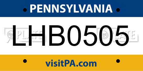 LHB0505 Pennsylvania License Plate