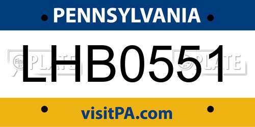 LHB0551 Pennsylvania License Plate