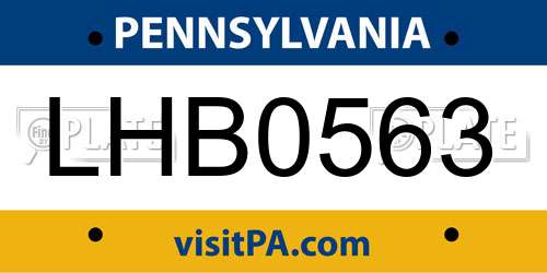 LHB0563 Pennsylvania License Plate