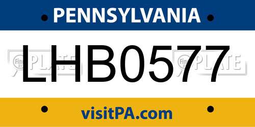 LHB0577 Pennsylvania License Plate