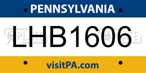 LHB1606 Pennsylvania License Plate