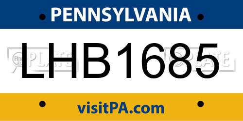 LHB1685 Pennsylvania License Plate